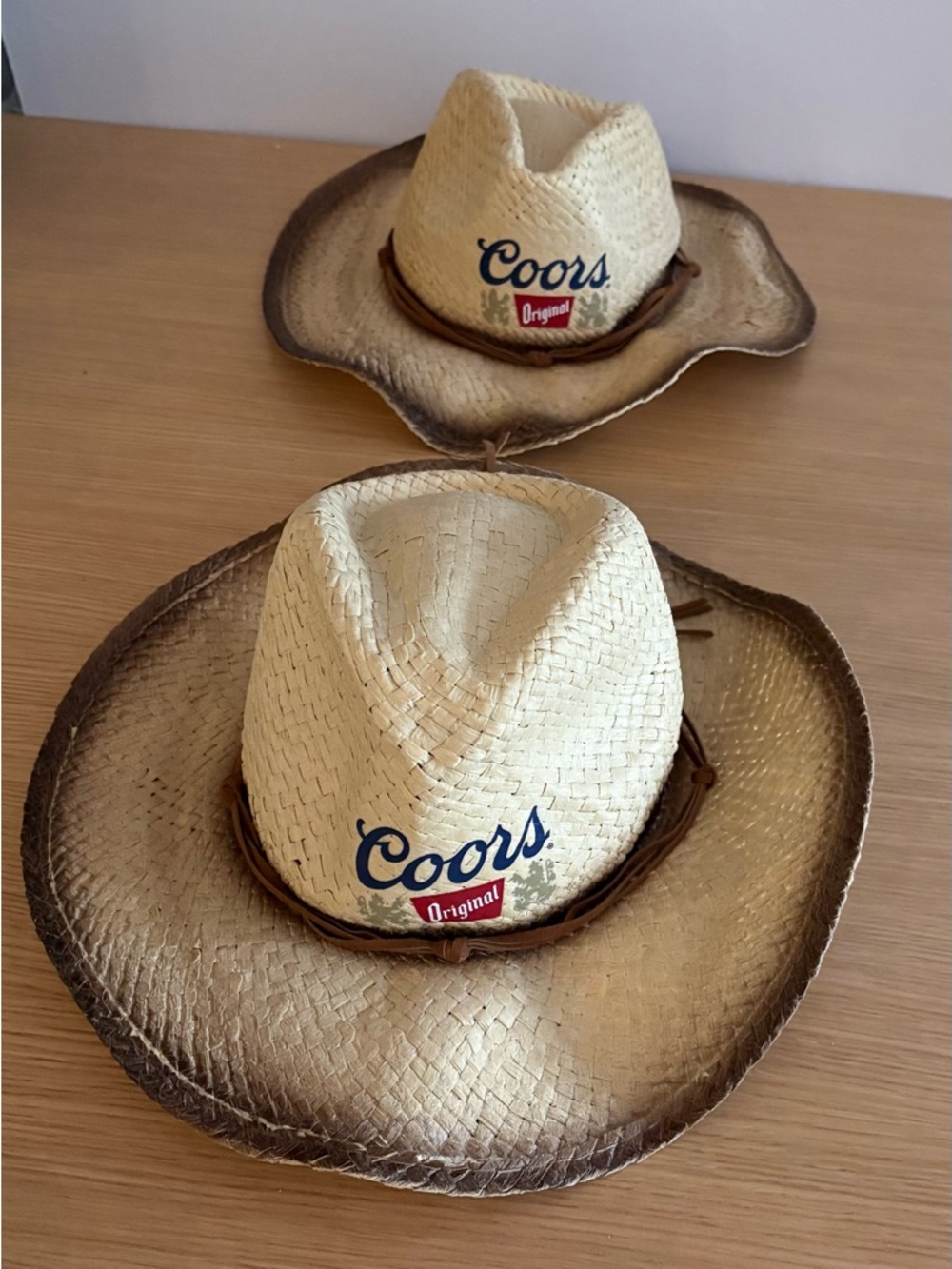 Set of 2 Coors Original Straw Cowboy Hats, Unisex